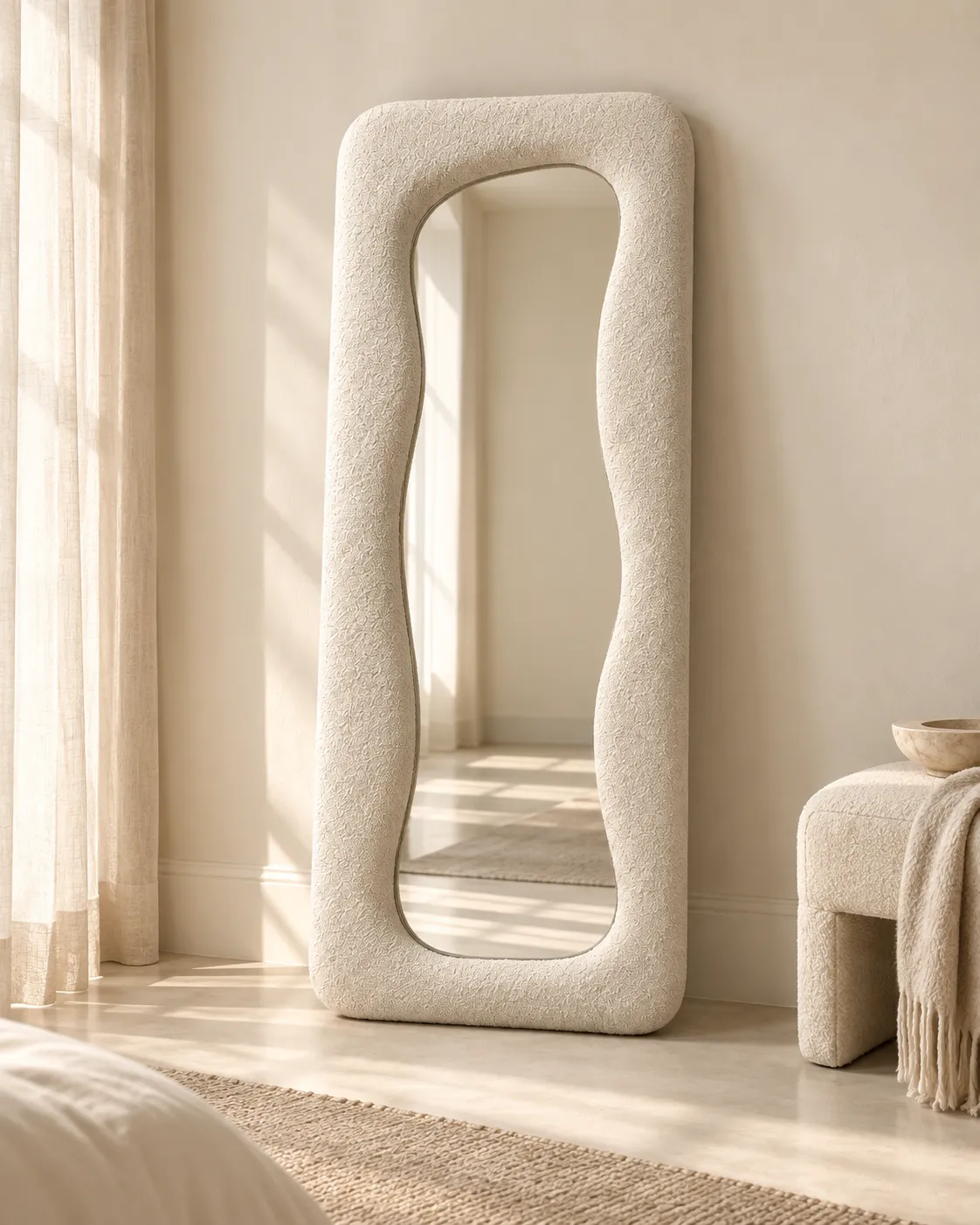 Velour Floor Mirror, In a bedroom dressing area